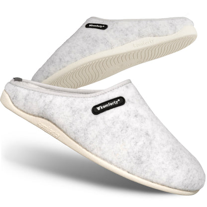 Komforty Pantoffels | Sneeuw Wit | Duurzaam | Antislip | Unisex | Topkwaliteit Sloffen van wol | Uitneembare zool