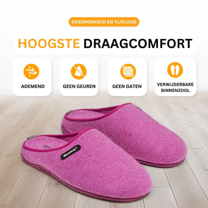 Komforty Pantoffels | Paars | Duurzaam | Antislip | Unisex | Topkwaliteit Sloffen van wol | Uitneembare zool