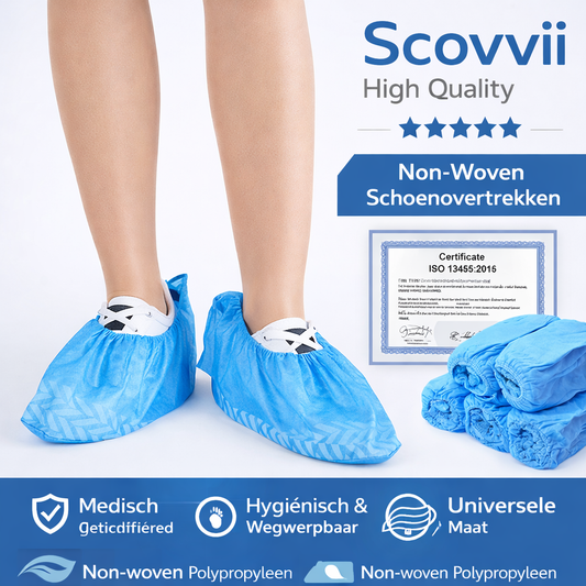 Scovvii Non-Woven Overschoenen – 100 stuks - Sterk – 4,5gr - Hygiënisch & Betrouwbaar – Antislip – Wegwerp – Schoenhoesjes - Schoenovertrekken