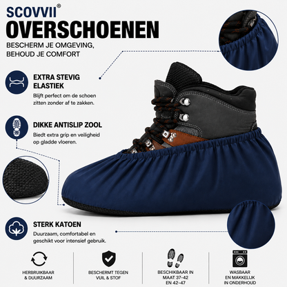 Scovvii Premium Overshoes | Size 40-45 | Navy blue | Anti-slip | Durable