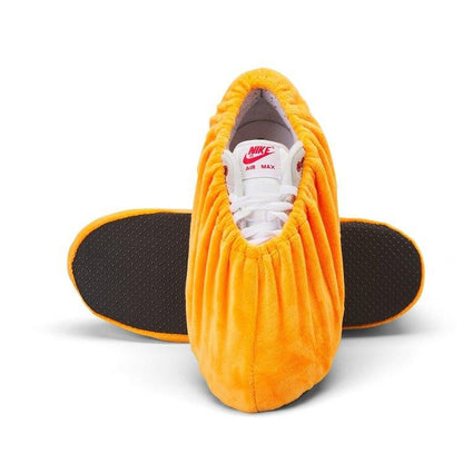 2 Paar Velours overschoenen oranje lekker zacht wasbaar antislip maat 37 - 42 - Overschoen-Kampioen | Overschoenen | Schoenhoesjes en Schoenovertrekken