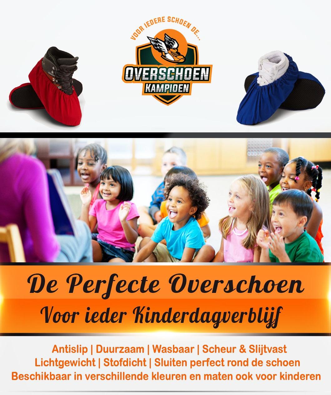 Velours Kinder Overschoenen | Blauw | Maat 25-30 | Antislip | Wasbaar - Overschoen-Kampioen | Overschoenen | Schoenhoesjes en Schoenovertrekken