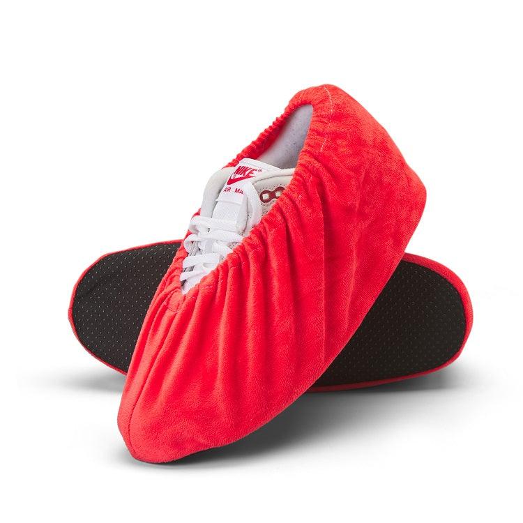 Zachte velours overschoenen - Pantoffels Rood maat 37 -42 wasbaar antislip - Overschoen-Kampioen | Overschoenen | Schoenhoesjes en Schoenovertrekken